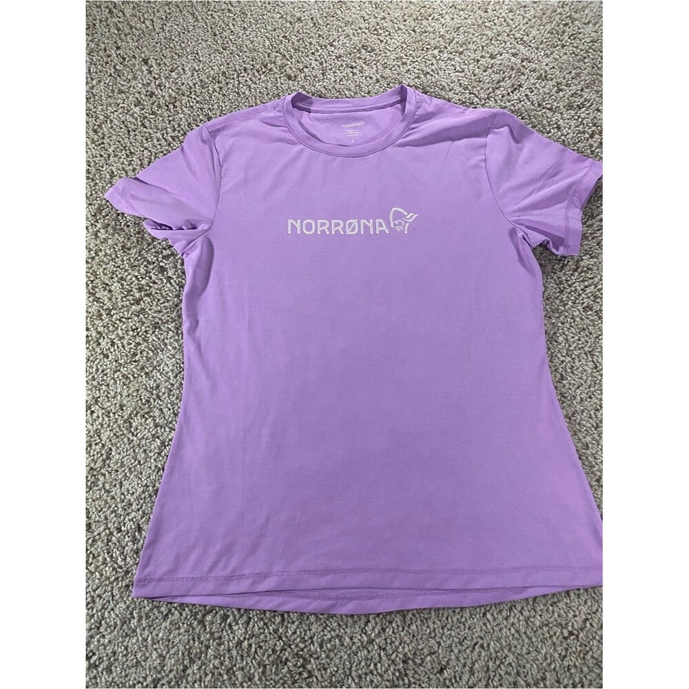 Women's Norrona /29 Tech Lavender Logo Tee Shirt Top Gorpcore